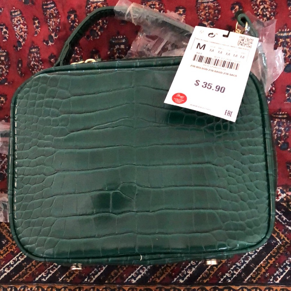 Zara green vegan leather crossbody purse